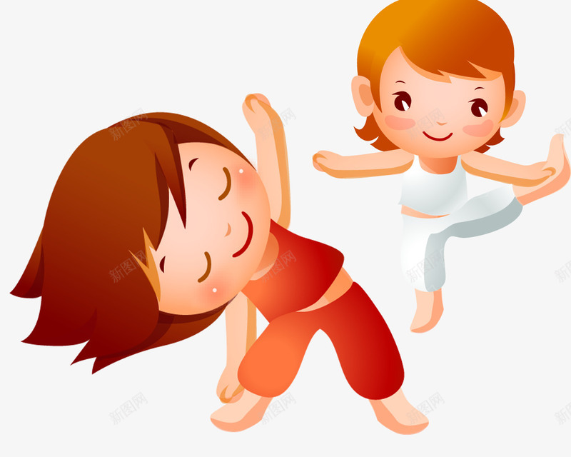瑜伽卡通图png免抠素材_新图网 https://ixintu.com 儿童 卡通 可爱 小朋友 幼儿园 玩耍 瑜伽
