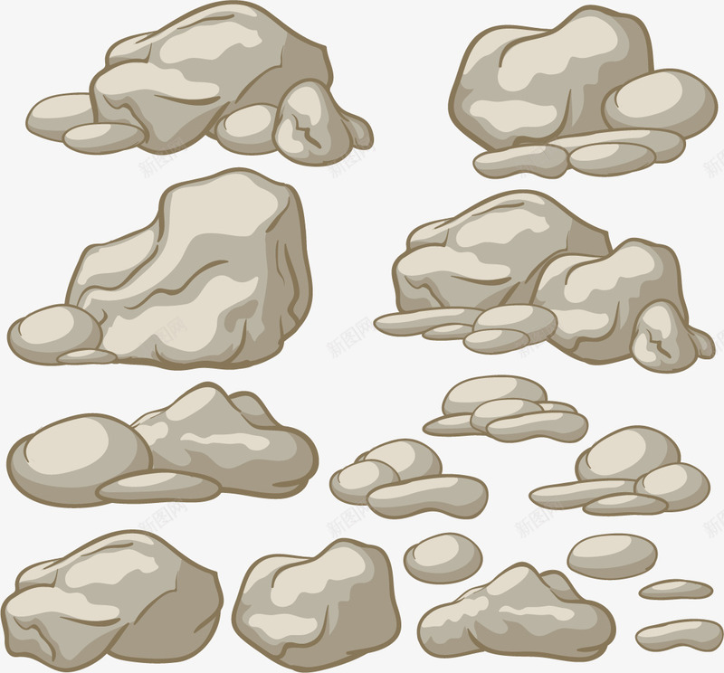 岩石形状结构图矢量图eps免抠素材_新图网 https://ixintu.com 岩石 矢量素材 石块 石块写生 石头 矢量图
