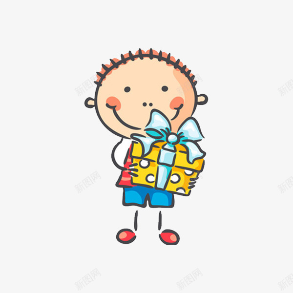 卡通拿着礼物的孩子png免抠素材_新图网 https://ixintu.com 人物设计 儿童节 卡通 孩子 手绘 礼物 节日