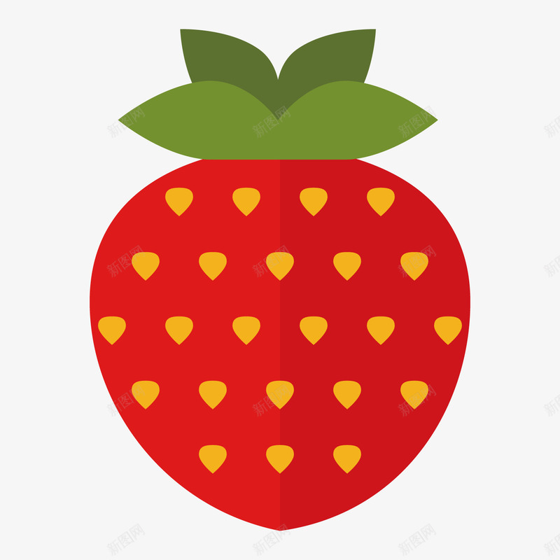 红色草莓矢量图ai免抠素材_新图网 https://ixintu.com 叶子 平面 形状 水果 种子 种植 红色 草莓 矢量图