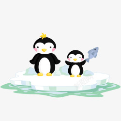 捕鱼插画卡通捕鱼的企鹅矢量图高清图片