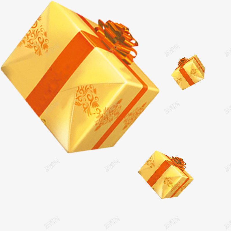 金黄色双十一礼物盒png免抠素材_新图网 https://ixintu.com 礼品盒 礼盒 装饰图案 金黄色