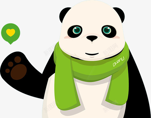 戴着围巾的清新风格的卡通熊猫png免抠素材_新图网 https://ixintu.com 卡通熊猫 可爱的熊猫 戴围巾的熊猫 清新风格