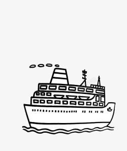 黑白轮船简笔手绘轮船图标高清图片