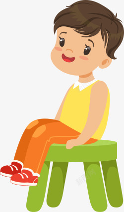 坐有儿童的婴儿车快乐开心坐椅子上男孩孩矢量图高清图片