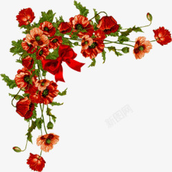 红色鲜花花边边框素材