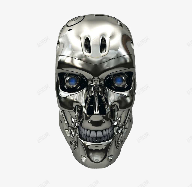 银质机器人头颅装饰png免抠素材_新图网 https://ixintu.com 亮光 写实风格 教育 智能 机器人 机器人眼睛 眼睛 科技 装饰