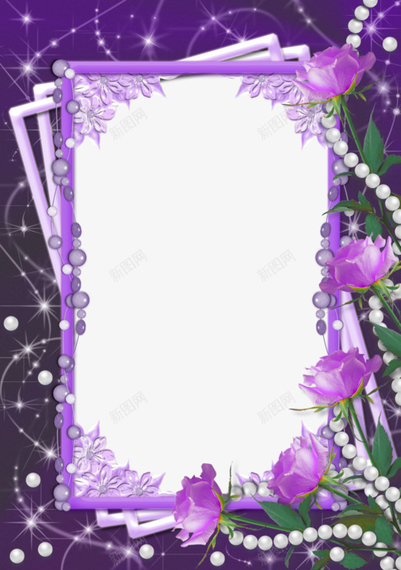 紫色背景的相框png免抠素材_新图网 https://ixintu.com 相框 紫色 边框 鲜花