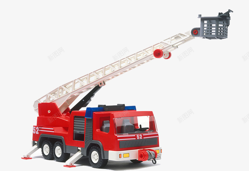消防车模型png免抠素材_新图网 https://ixintu.com 云梯 救火 机械臂 红色