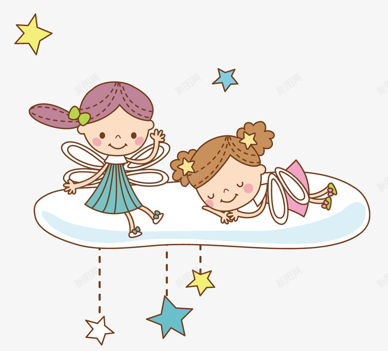 玩耍的孩子png免抠素材_新图网 https://ixintu.com 云彩 五角星 星星 玩耍的孩子 睡着的孩子 睡觉的宝宝