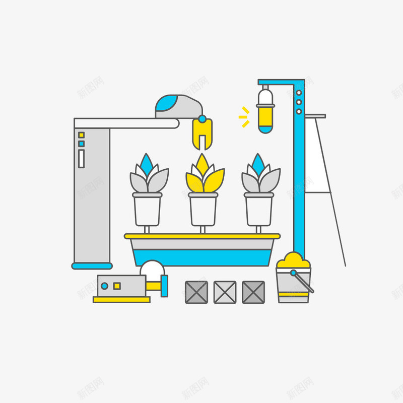 制作鲜花流水线png免抠素材_新图网 https://ixintu.com 创新 卡通 合作 工作 工厂 抽象 机械 鲜艳 鲜花
