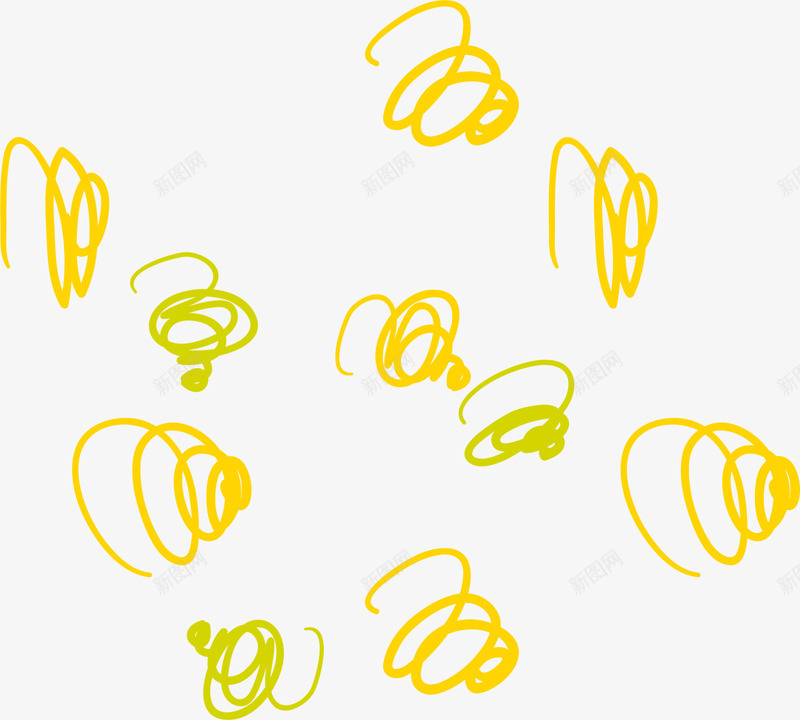 黄色线条背景png免抠素材_新图网 https://ixintu.com 手绘纹理 扭曲线条 旋涡纹理 清新线条 边框纹理 黄色背景