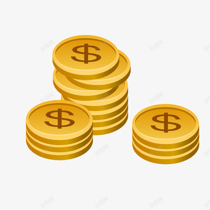 金黄色叠加堆起来的钱币png免抠素材_新图网 https://ixintu.com 叠加堆起来 金黄色 钱币