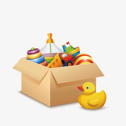 玩具箱子一箱玩具矢量图高清图片