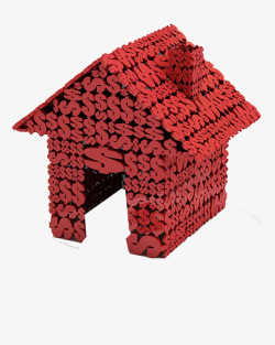房屋形状红色金钱形状的房屋模型高清图片