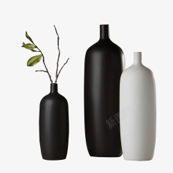 黑白花瓶家用摆件素材