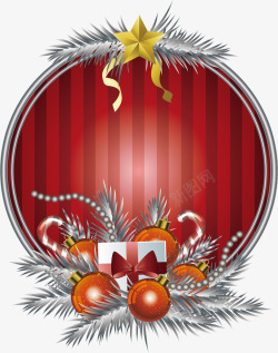 圆形红色竖条纹圣诞标题框素材