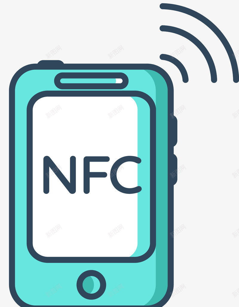 信号刷卡NFC图标png_新图网 https://ixintu.com NFC支付 信号 刷卡 卡通NFC 扁平风格 支付方式 矢量NFC