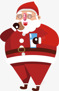 圣诞老人衣服创意圣诞老人吃饼干图矢量图高清图片