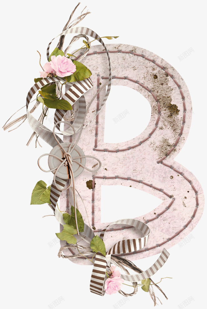 花环装饰字母Bpng免抠素材_新图网 https://ixintu.com 字母B 紫色 花卉 装饰图案