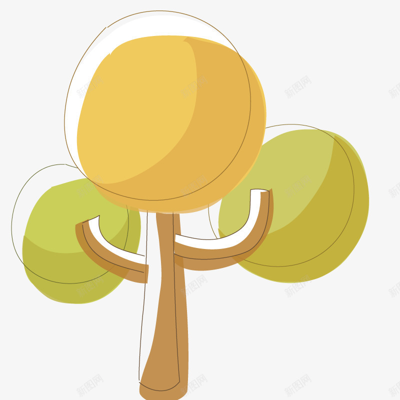 艺术小树png免抠素材_新图网 https://ixintu.com 图形 图案 形状 树木 素描 绿色 装饰