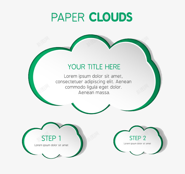 创意绿底纸云png免抠素材_新图网 https://ixintu.com 云朵 云朵标签 分类 纸云 绿色