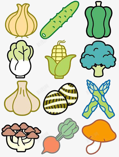 超全彩色简笔画蔬菜食物图案png免抠素材_新图网 https://ixintu.com 彩色风格 简笔画 简笔画食物 蔬菜 装饰图案 超全 食物
