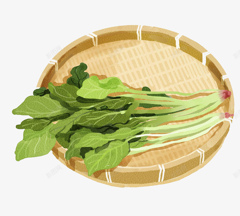 卡通一筐菠菜图png免抠素材_新图网 https://ixintu.com 健康 卡通 插图 有机蔬菜 框子 绿色的 菠菜 蔬菜
