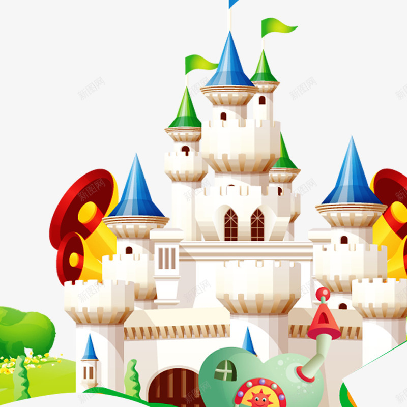 卡通城堡psd免抠素材_新图网 https://ixintu.com 儿童节装饰 卡通元素 城堡 游乐园