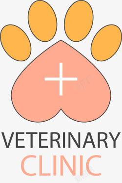 猫咪脚印爱心形状掌印宠物医院LOGO图标高清图片