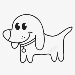 个性小狗黑白线条的小狗矢量图图标高清图片