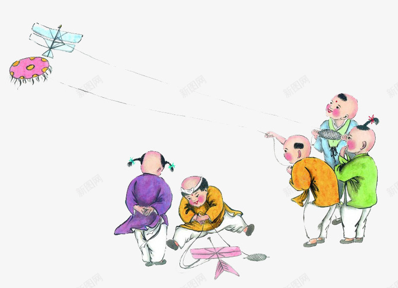 正在放风筝的孩子png免抠素材_新图网 https://ixintu.com 儿童 儿童素材 古代儿童 古代卡通版儿童