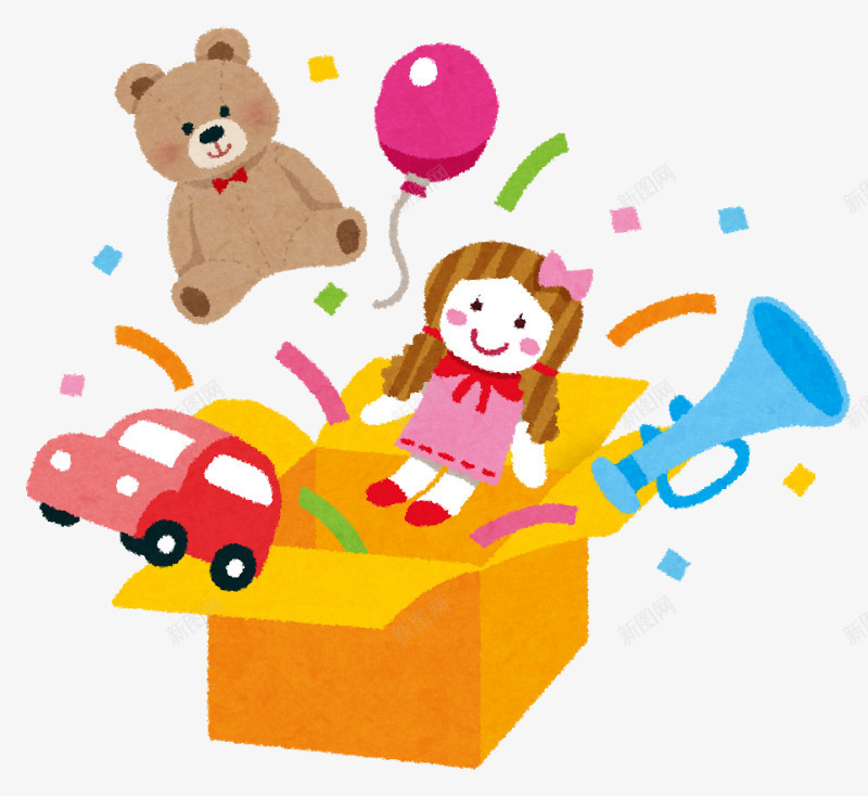 儿童玩具png免抠素材_新图网 https://ixintu.com 小汽车 洋娃娃 礼物