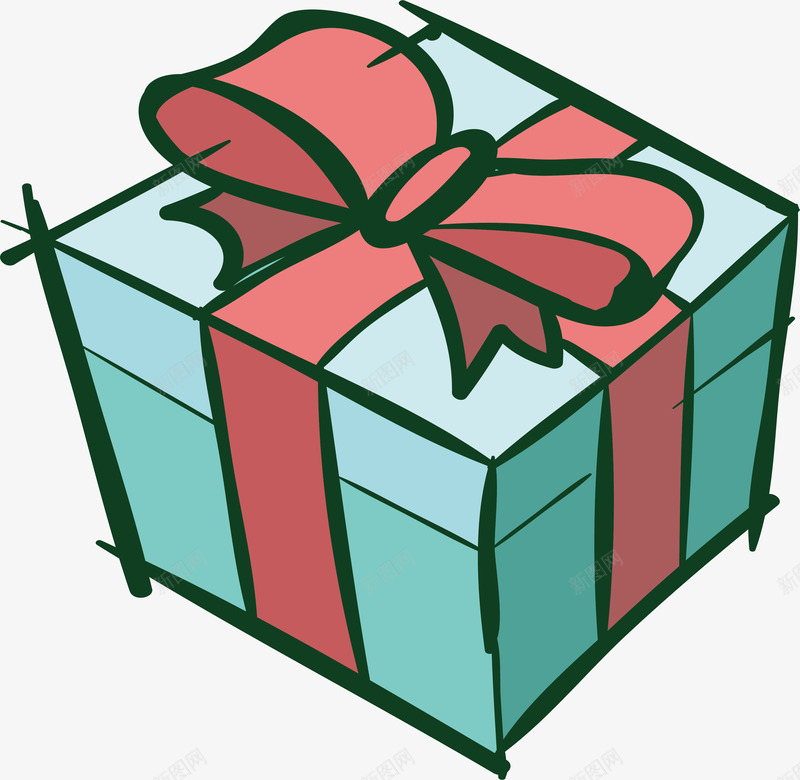 绿色手绘礼物盒png免抠素材_新图网 https://ixintu.com 手绘礼盒 矢量png 礼物盒 礼盒 绿色礼盒 送礼物