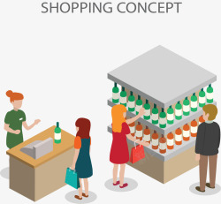 超市模型商场购物的人模型矢量图高清图片