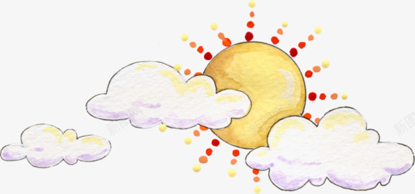 手绘被云遮住的太阳png免抠素材_新图网 https://ixintu.com 云朵 卡通 太阳 手绘 黄色