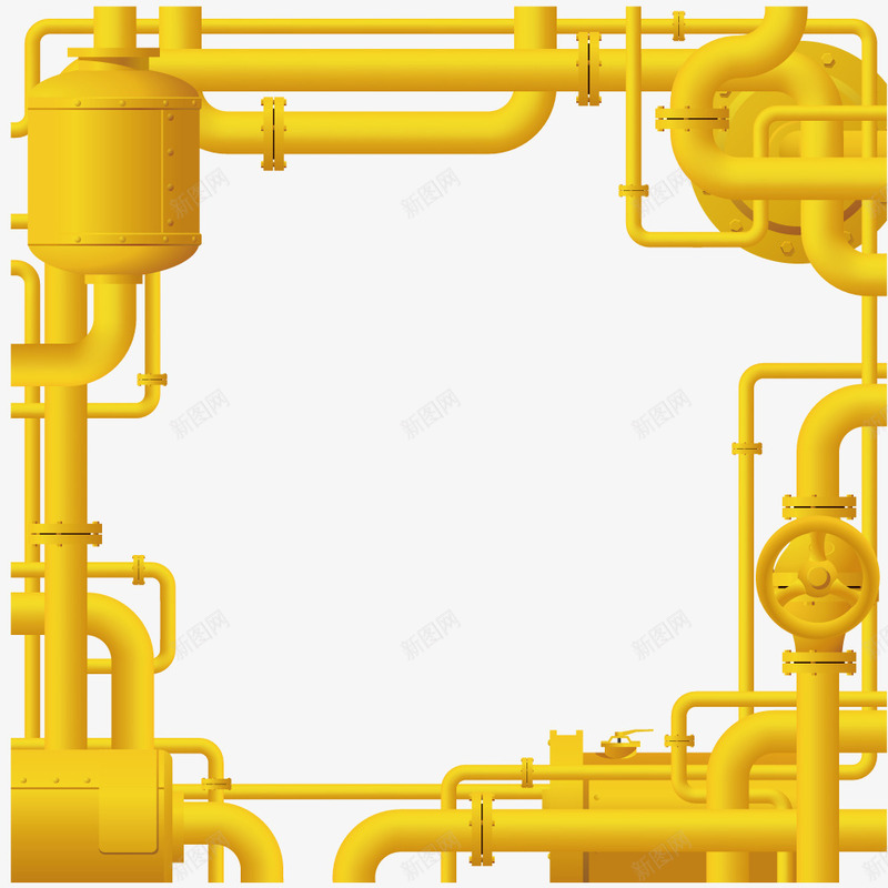 黄色工业管道矢量图ai免抠素材_新图网 https://ixintu.com 形状 手绘 概念图 模型 绘画 艺术 装饰 矢量图