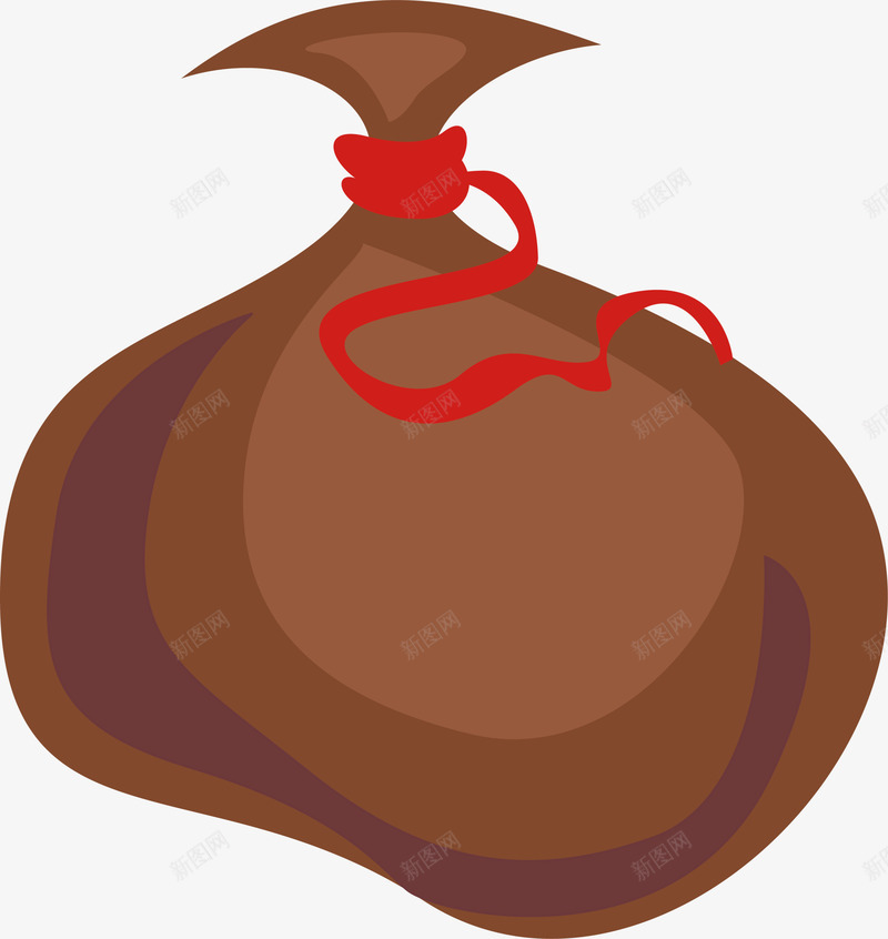 圣诞节礼物包裹png免抠素材_新图网 https://ixintu.com 喜庆 圣诞节包裹 棕色包裹 棕色袋子 礼物包裹 红色丝带