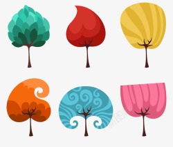 树木树叶手绘彩色插画树木形状高清图片