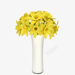 红边黄色鲜花束黄色高瓶鲜花束高清图片