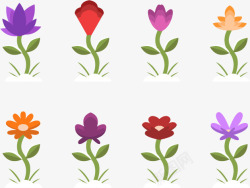 野花背景装饰卡通各种颜色的小花高清图片
