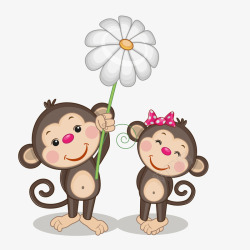 卡通送花的猴子矢量图素材