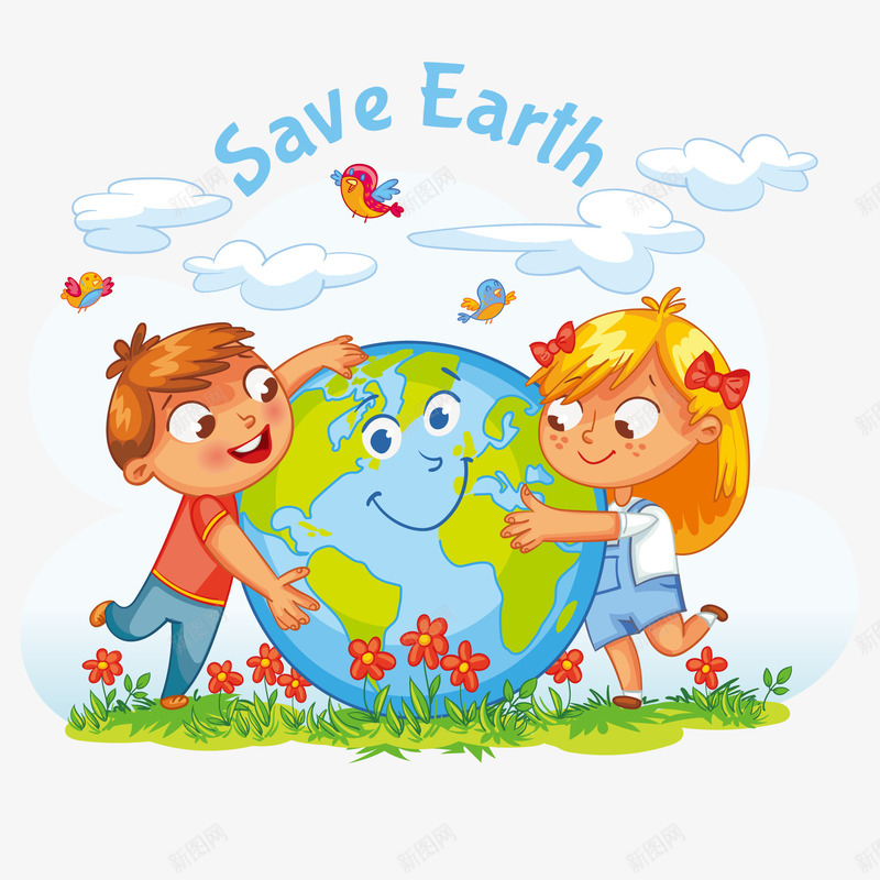 拯救地球保护环境png免抠素材_新图网 https://ixintu.com 保护环境 儿童 卡通 宣传 宣传海报 拯救地球 插画设计
