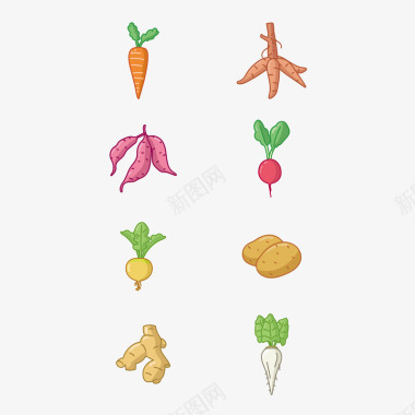 卡通红薯胡萝卜土豆等蔬菜健康饮图标图标