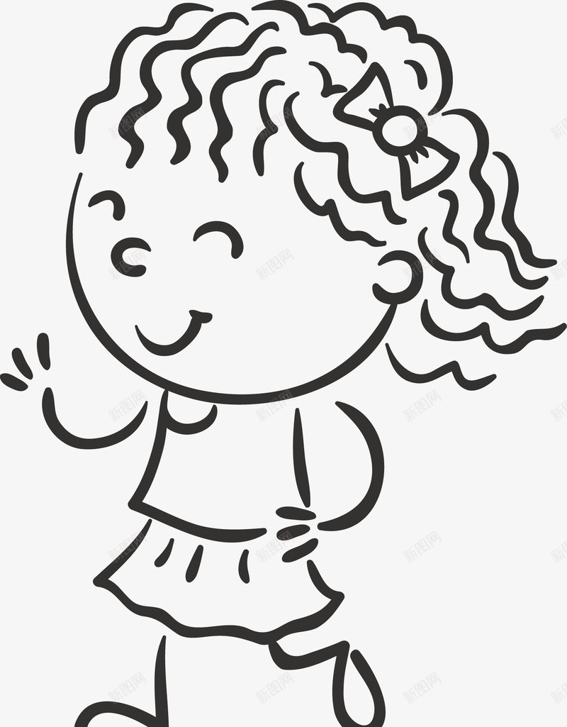 卡通手绘小女孩图标png_新图网 https://ixintu.com 儿童 儿童手绘 儿童线稿 卡通小孩 可爱的小朋友矢量 女孩 孩子 小盆友 手绘儿童 手绘小孩