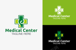 药品中心十字形的绿色logo矢量图图标高清图片