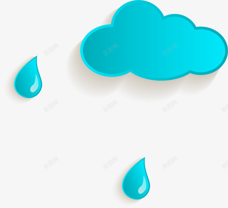 卡通蓝色云朵png免抠素材_新图网 https://ixintu.com 下雨 卡通云朵 温馨 蓝色云朵 蓝色雨滴 阴影