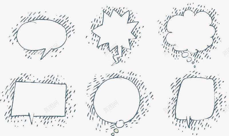 不同形状的对话框png免抠素材_新图网 https://ixintu.com 对话框 星星形状 气泡框 装饰 边框纹理 铅笔线框 阴影