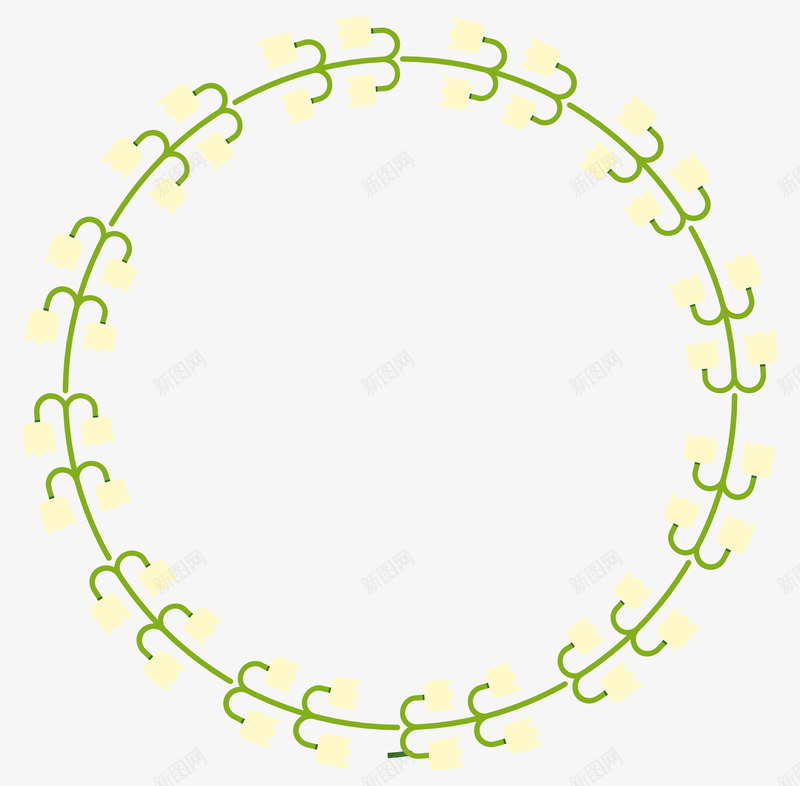绿色手绘的圆形圆环png免抠素材_新图网 https://ixintu.com 圆环 手绘植物 植物 绿植 花卉 花朵 花环