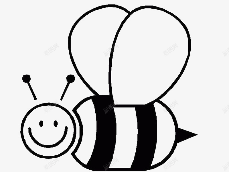 可爱的小蜜蜂图标png_新图网 https://ixintu.com 呆萌 微笑 触角 黄色 黑白